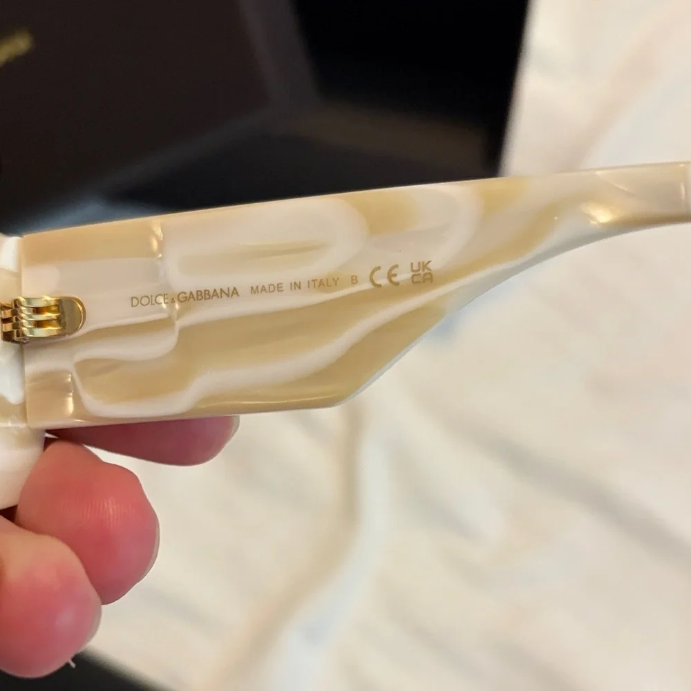 Dolce & Gabbana Cream Frame Sunglasses with Brown Lenses